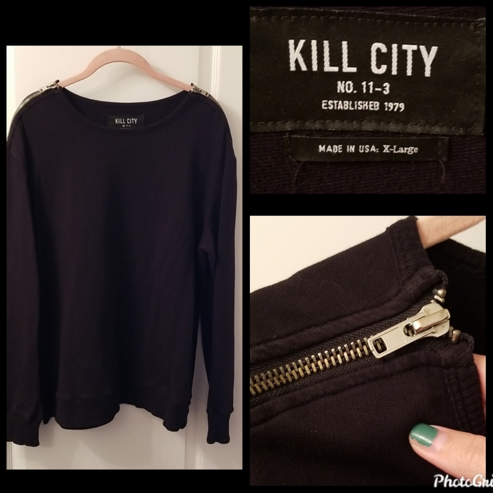 Zipper shoulder sweatshirt